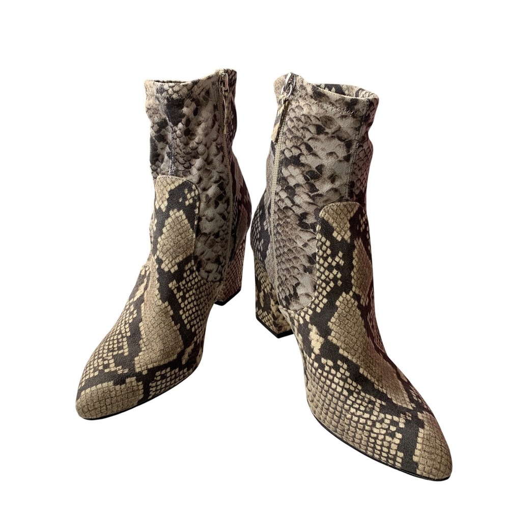 Steve Madden Elory Snake Print‎ Block Heel Ankle Boots Womens Size 8.5